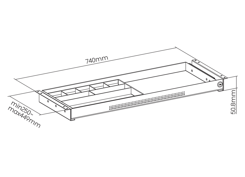 Afmetingen Under Desk Drawer | Pennenlade 74 x 25 cm