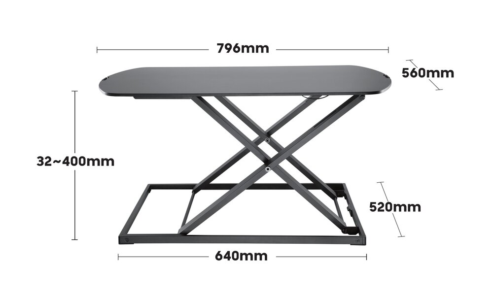 Ultra slim desk - afmetingen - size - Dimensions