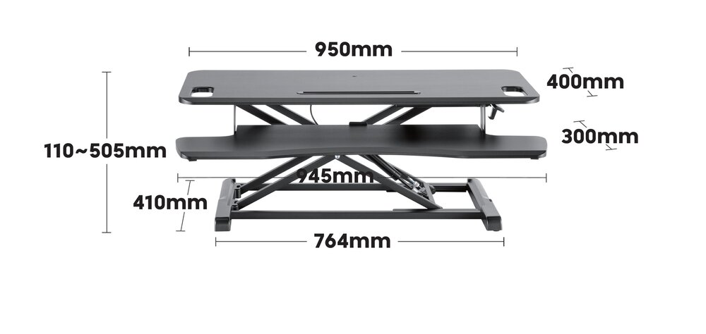 Updesk Cross Large - Afmeting - Size - Desk raiser Dimensions