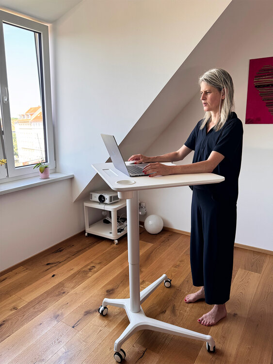 Klein gasveer zit-sta bureau - Single Leg Desk