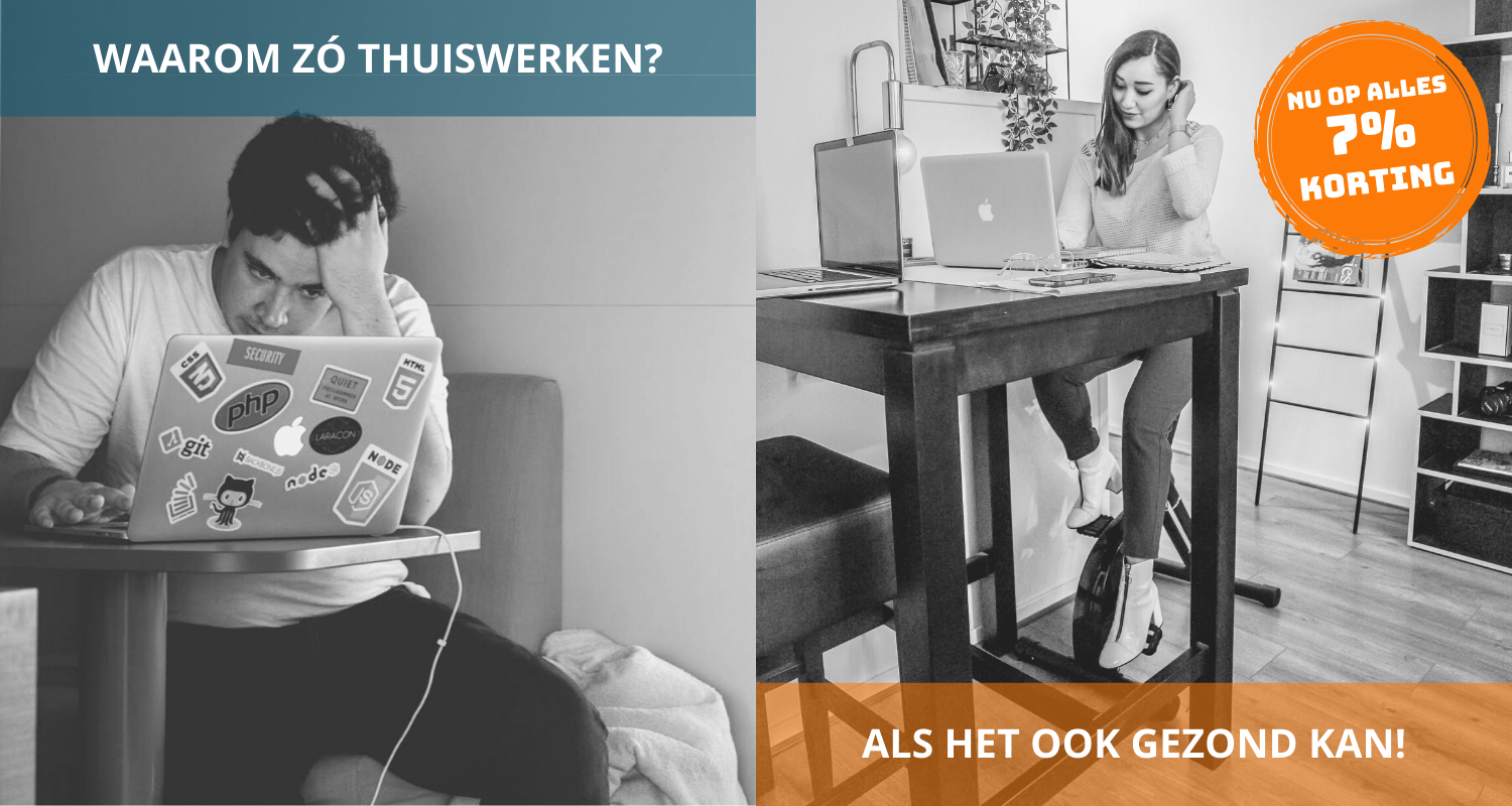 gezond thuiswerken thuiswerkplek ergonomisch inrichten kortingsactie korting worktrainer