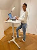 Small Gasspring Sit-Stand Desk - Single Leg Desk - 1 leg white