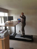 High position Walkdesk XL solo treadmill behind your desk Worktrainer.nl sit-stand desk treadmill active work move during work 