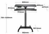 Updesk High Electric - Afmeting - Size - Small desk Dimensions